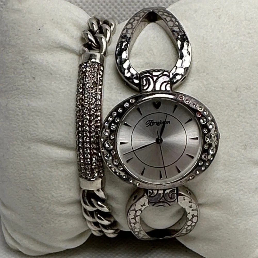Brighton Utopia Bangle Hinged Watch & Anatolia Wisdom Pavé ID Bracelet Duo